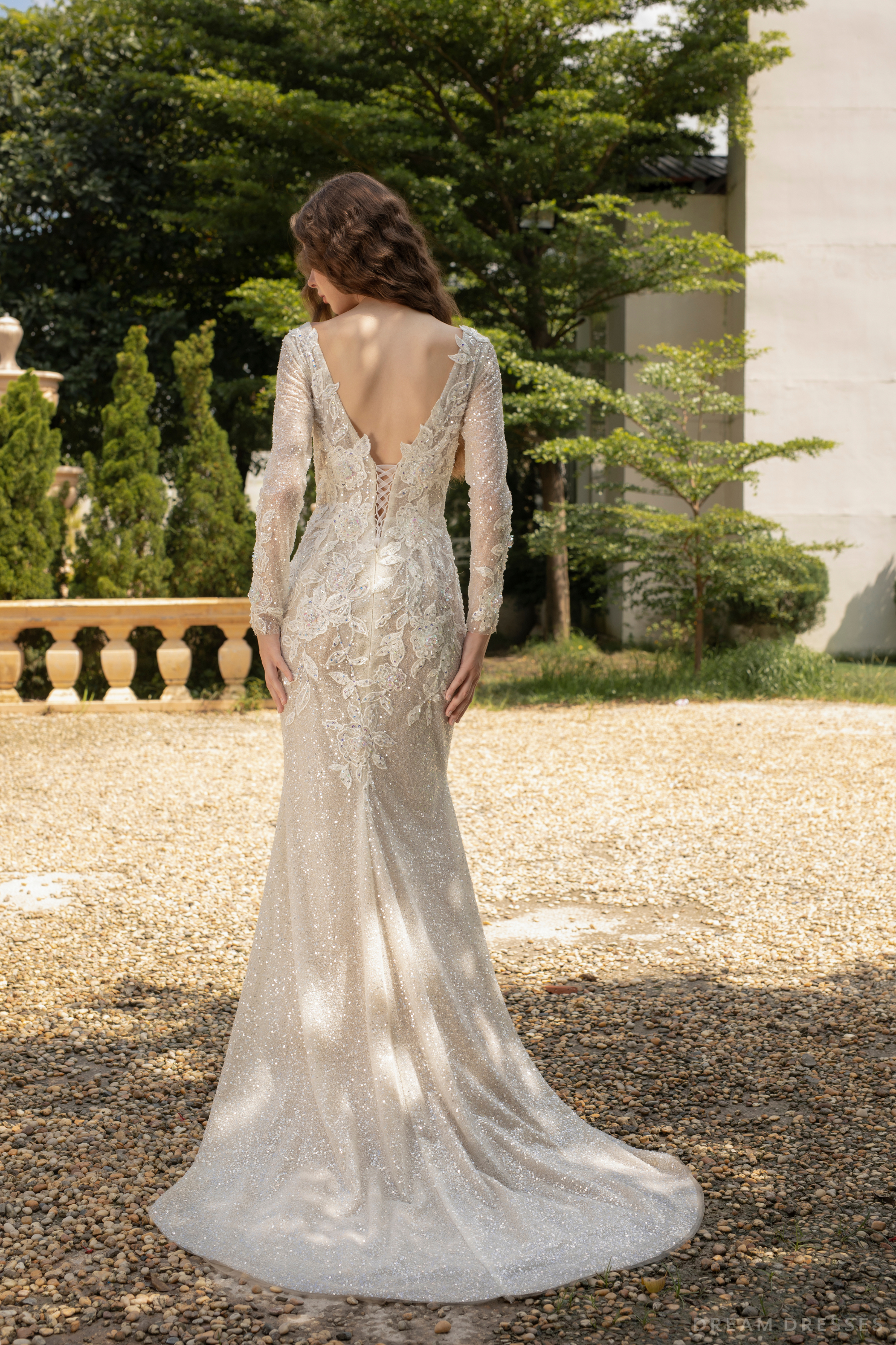 Fit and Flare Bridal Dress with Floral Lace (#JULES)
