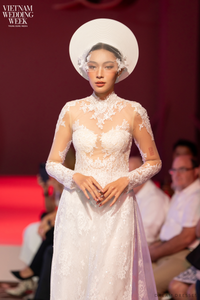 White Bridal Ao Dai | Modern Vietnamese Bridal Dress with French Lace (#AMBERLY) - Dream Dresses by P.M.N.