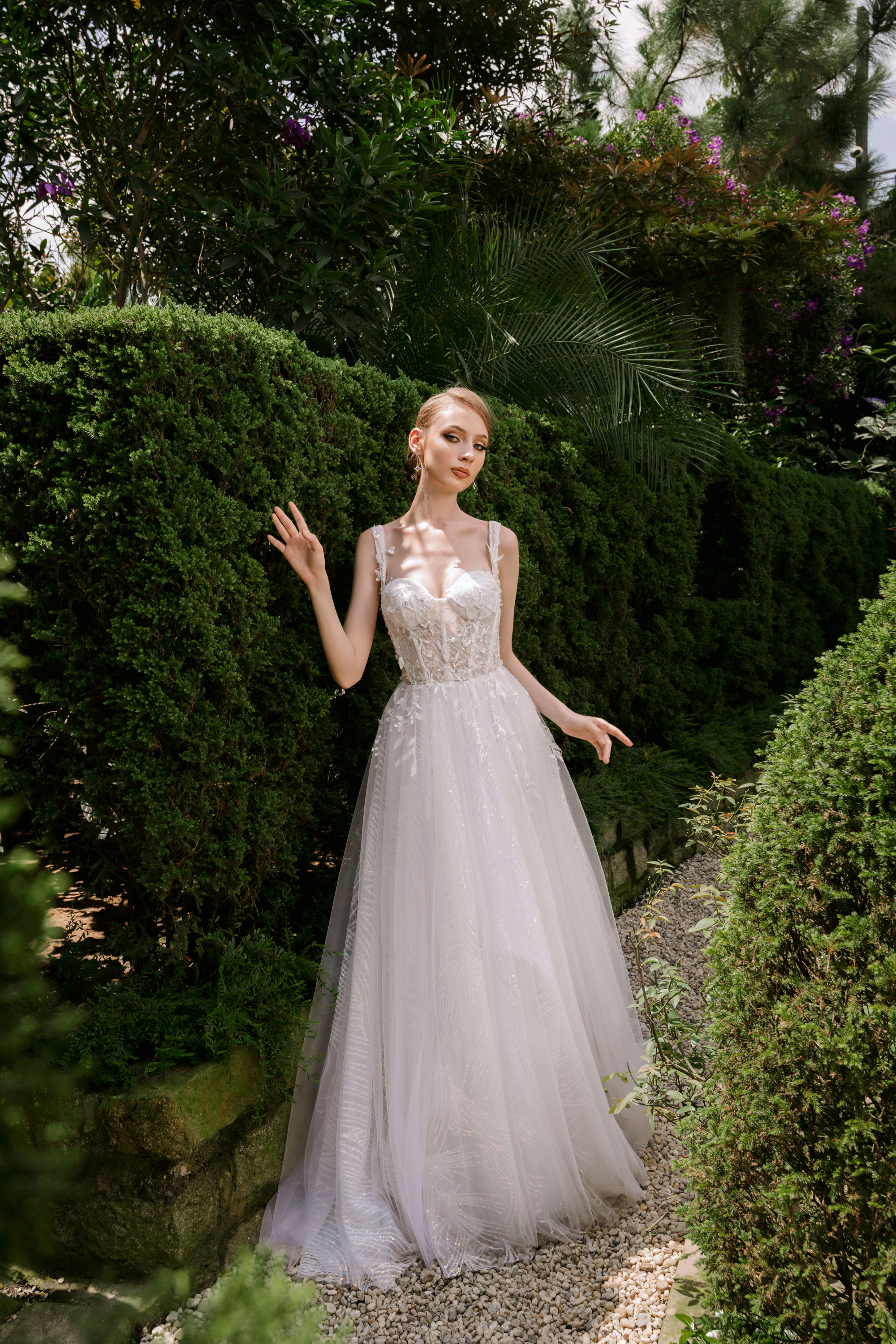 Embellished A-line Wedding Dress with Straps (#CHARLISE)