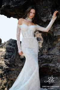 Mermaid Strapless Lace Wedding Dress (#NERINA)