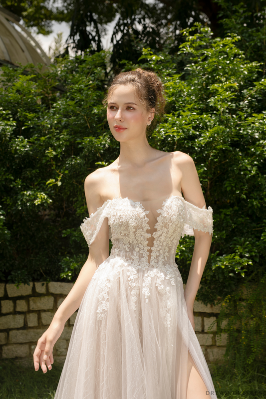 Ball Grown Wedding Dress with High Slit (#DARIN) - Dream Dresses by P.M.N.