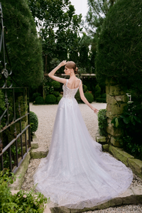 Embellished A-line Wedding Dress with Straps (#CHARLINE) - Dream Dresses by P.M.N.
