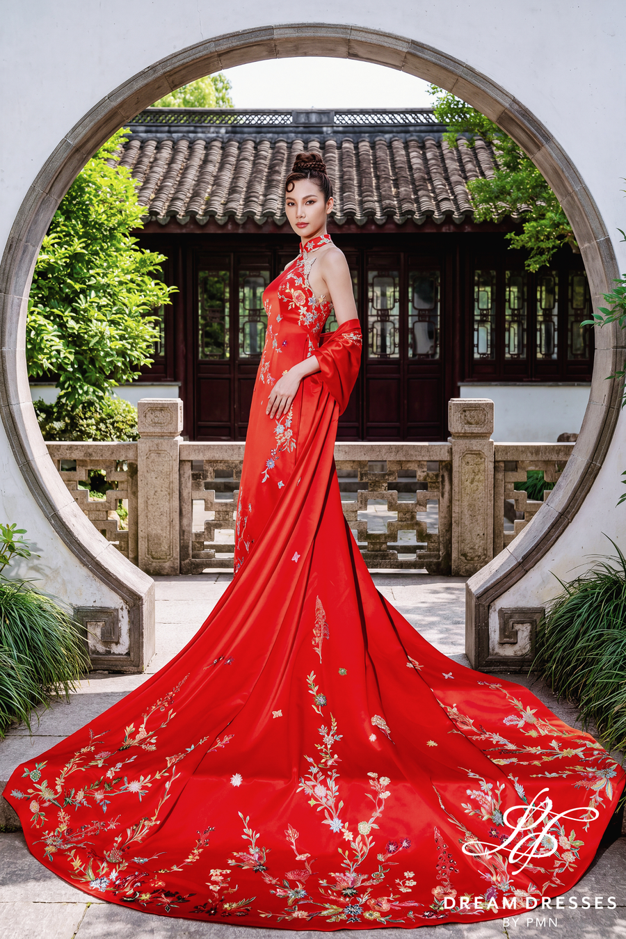 Red Cheongsam-Inspired Ao Dai (#YEN) - Dream Dresses by P.M.N.
