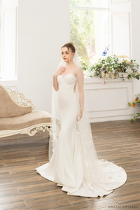 Bridal Veil with Lace and Crystals (#FANNY) - Dream Dresses by P.M.N.