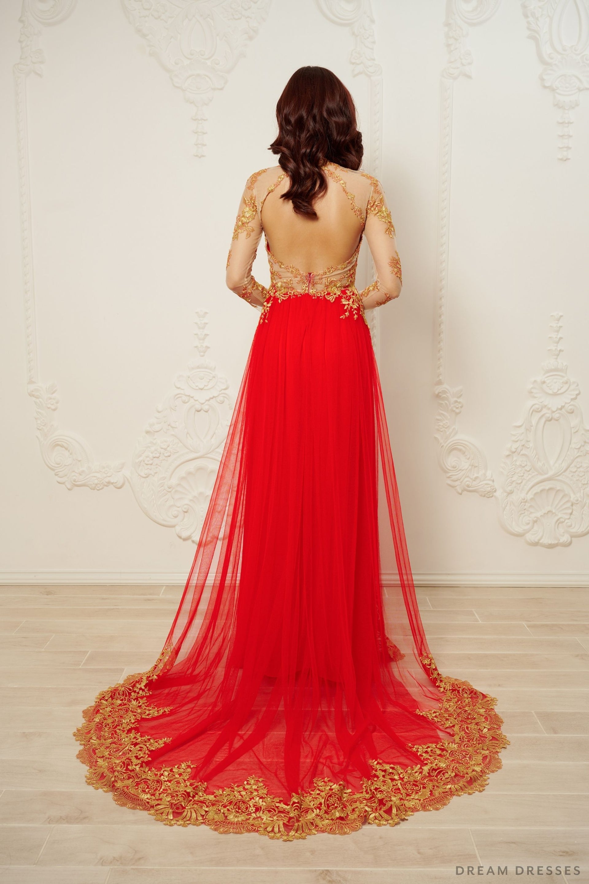 Red Bridal Ao Dai | Modern Vietnamese Bridal Dress (#CHANG) - Dream Dresses by P.M.N.