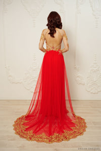 Red Bridal Ao Dai | Modern Vietnamese Bridal Dress (#CHANG) - Dream Dresses by P.M.N.