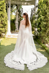 3D Flowers Bridal Cape Veil (#LINA) - Dream Dresses by P.M.N.