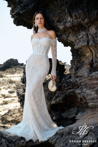 Mermaid Strapless Lace Wedding Dress (#NERINA)