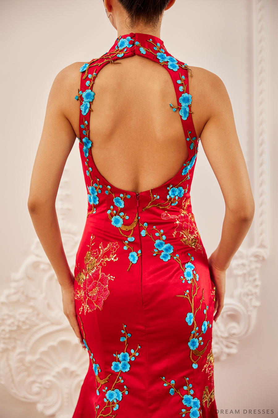 Red Bridal Cheongsam | Modern Cheongsam with Phoenix (#RUYI) - Dream Dresses by P.M.N.