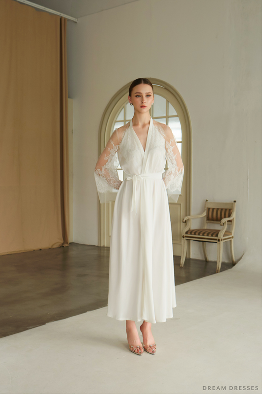 White Bridal Robe Kimono (#Lianya) - Dream Dresses by P.M.N.