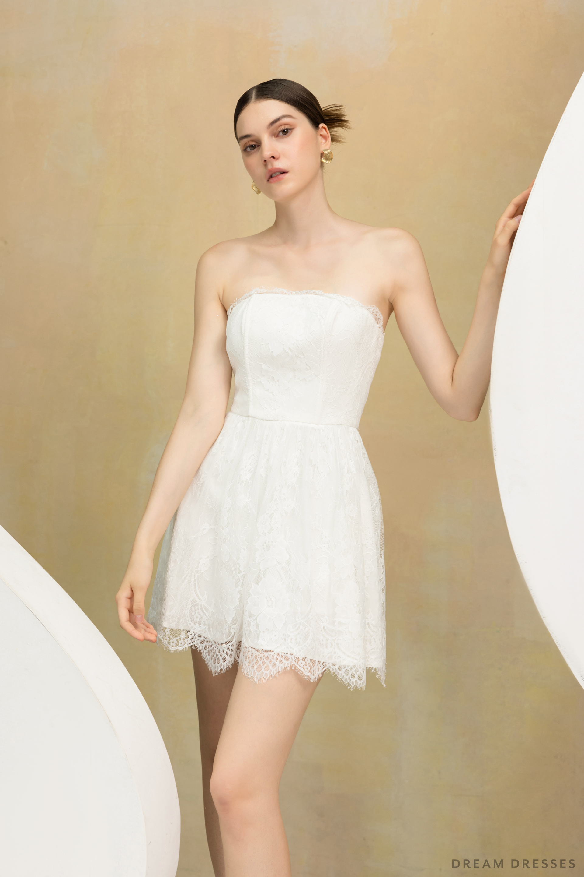 chantilly lace mini dress The Josie Dress in White Chantilly Lace 14 / White Chantilly Lace