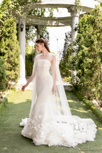 3D Flowers Bridal Cape Veil (#LINA) - Dream Dresses by P.M.N.