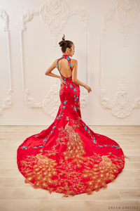 Red Bridal Cheongsam | Modern Cheongsam with Phoenix (#RUYI) - Dream Dresses by P.M.N.