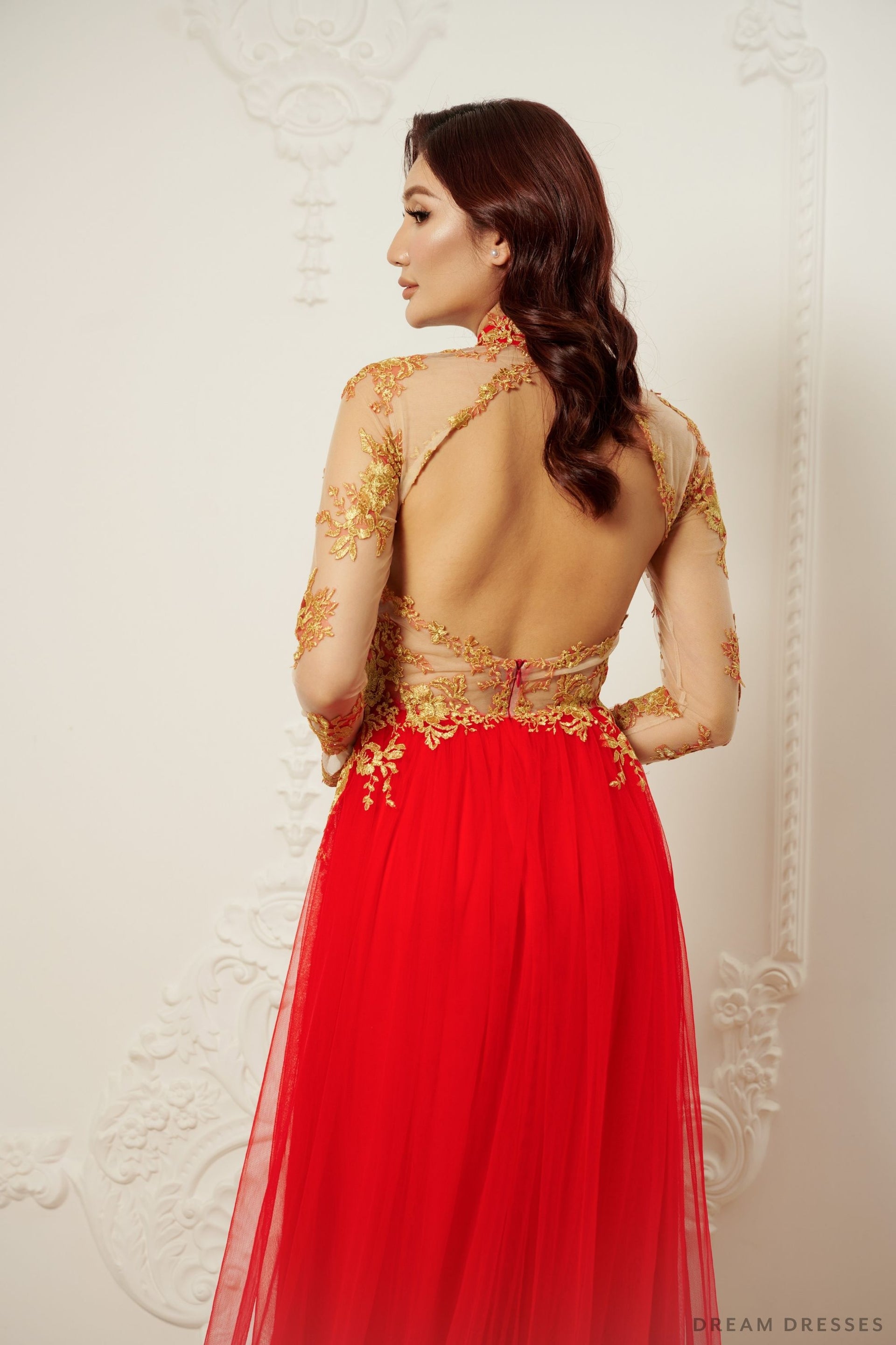 Red Bridal Ao Dai | Modern Vietnamese Bridal Dress (#CHANG) - Dream Dresses by P.M.N.