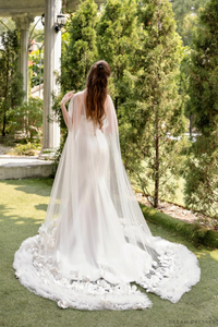 3D Flowers Bridal Cape Veil (#LINA) - Dream Dresses by P.M.N.