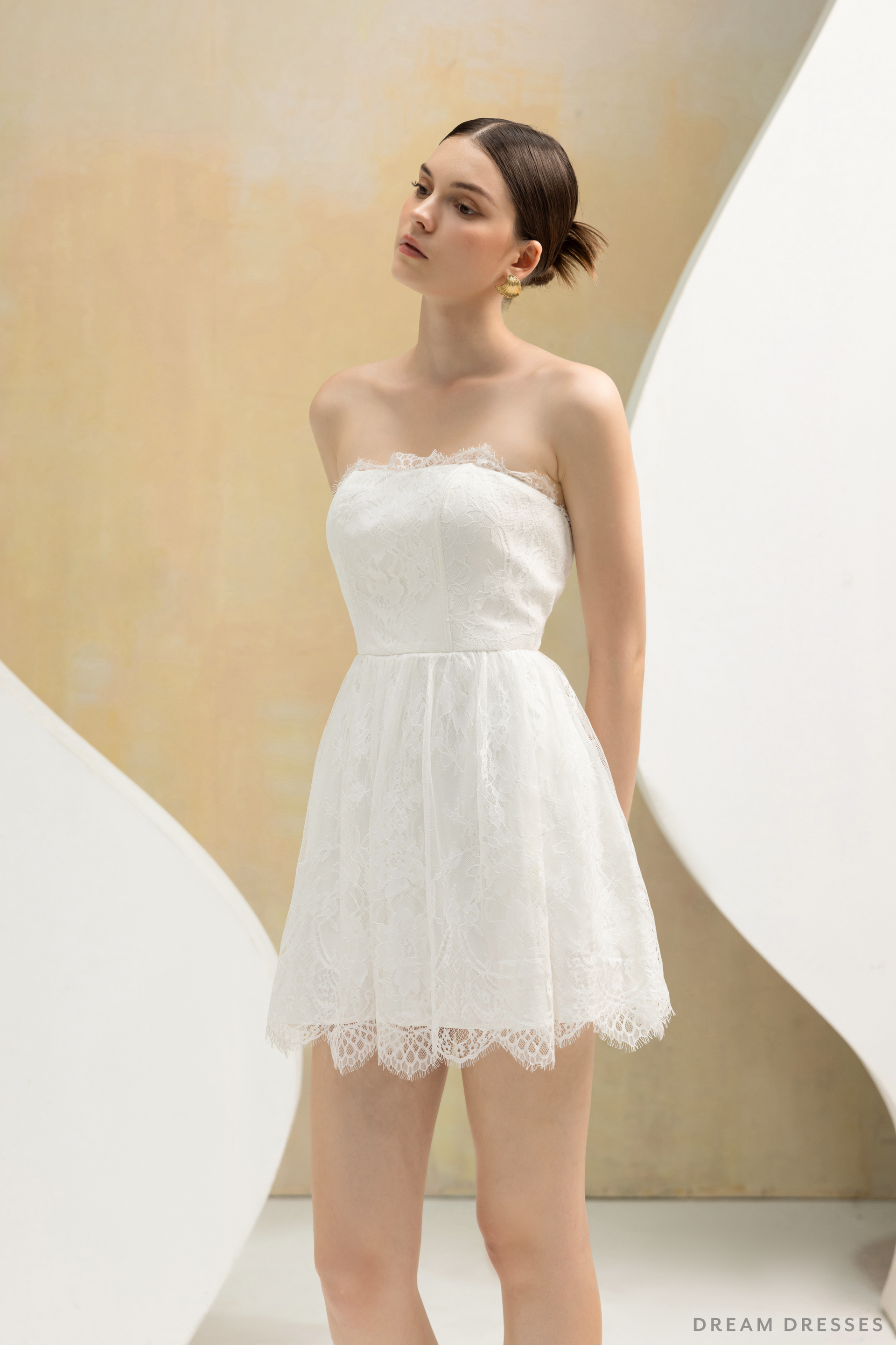 Chantilly Lace Mini Couture Dress (#CHARLISE) - Dream Dresses by P.M.N.