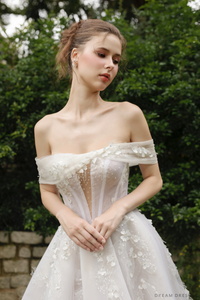 Off Shoulder Ball Gown Wedding Dress (#SHEY) - Dream Dresses by P.M.N.