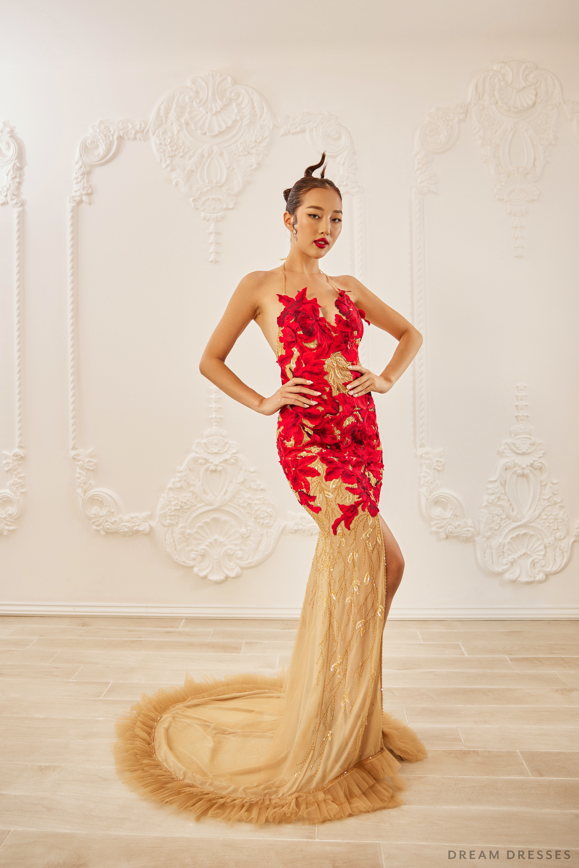Red Evening Gown with Custom Embroidery (#LILIANE) | Dream Dresses by P.M.N. Red Evening Gown with Custom Embroidery (#LILIANE) | Dream Dresses by P.M.N.
