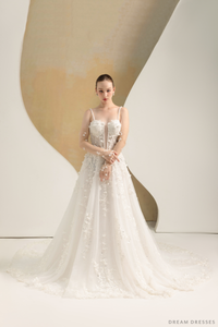 Ball Grown Wedding Dress with Detachable Sleeves (#NADIEN) - Dream Dresses by P.M.N.