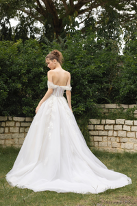 Off Shoulder Ball Gown Wedding Dress (#SHEY) - Dream Dresses by P.M.N.