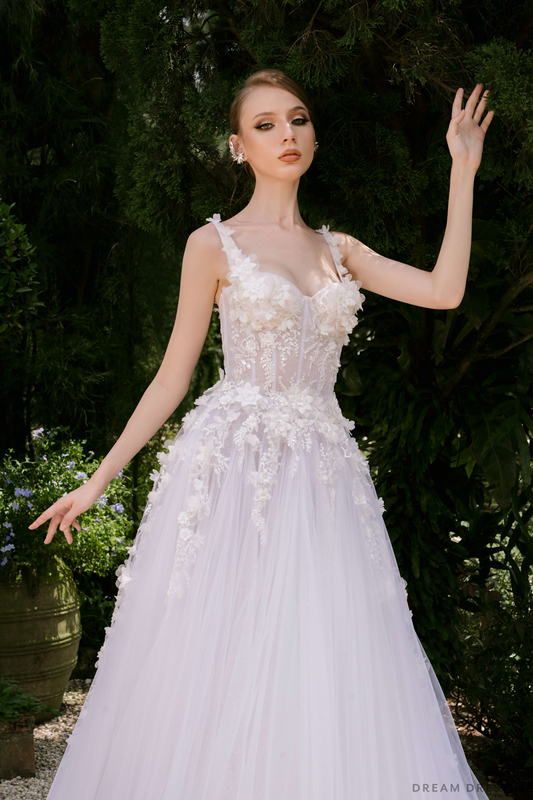 Ball Grown Wedding Dress with 3D Couture Lace (#HELENE) - Dream Dresses by P.M.N.
