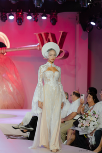 White Bridal Ao Dai | Modern Vietnamese Bridal Dress with French Lace (#RUBINA) - Dream Dresses by P.M.N.