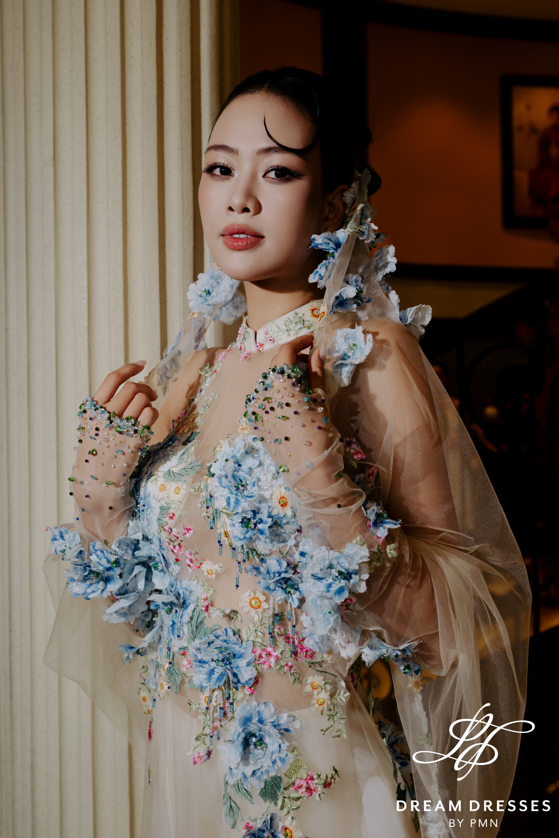 Colorful Lace Modern Bridal Ao Dai (#KIEU)