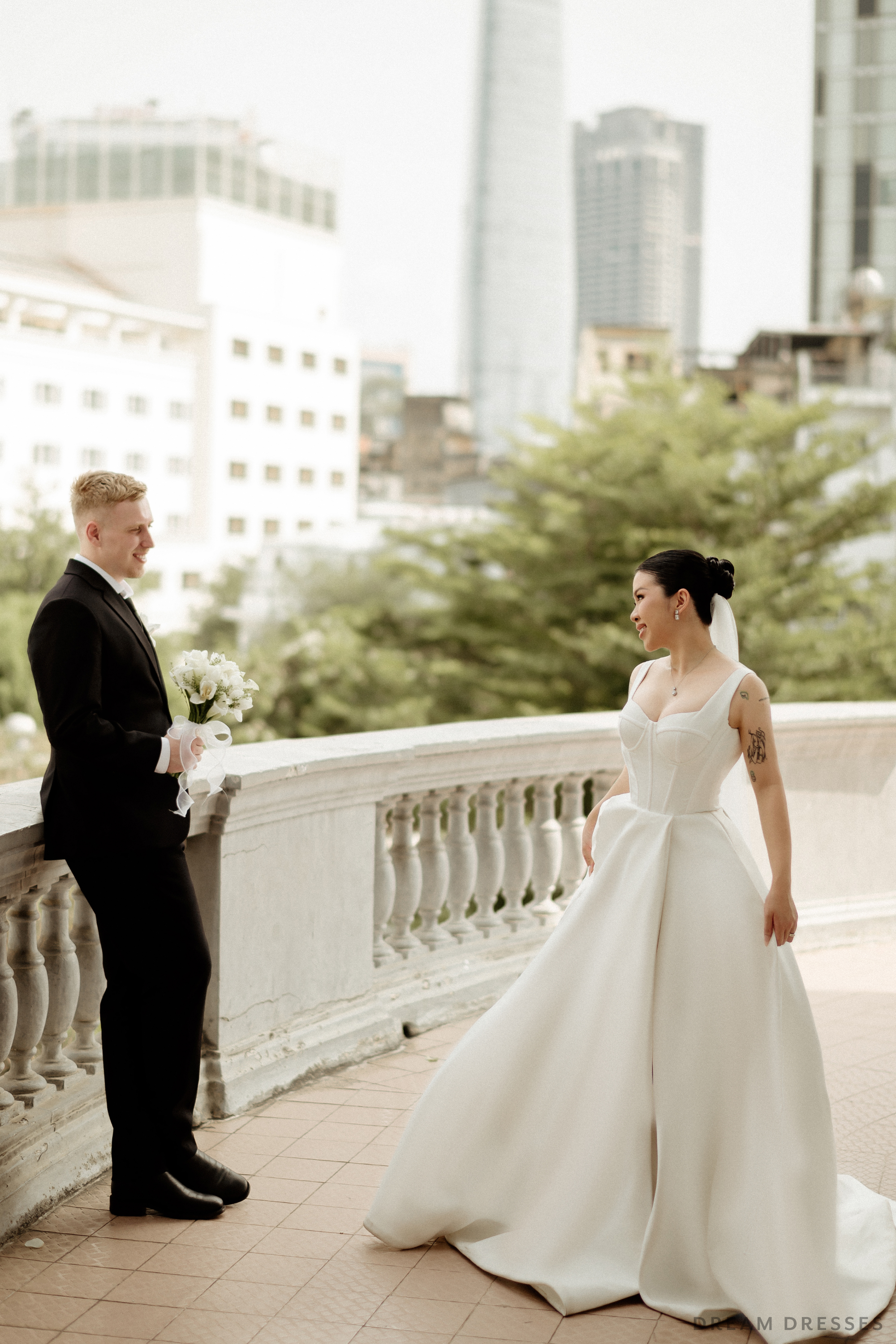 Ball Gown Wedding Dress with High Slit  (#KHANHTIEN)