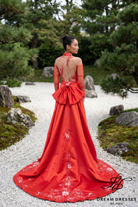 Red Modern Cheongsam Bridal Dress (#FANG)