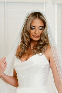 Cathedral Wedding Veil with Pearls (#QUEEN) - Dream Dresses by P.M.N.