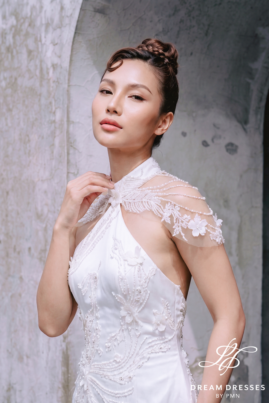 Light Ivory Modern Cheongsam Bridal Dress (#NIAN) - Dream Dresses by P.M.N.