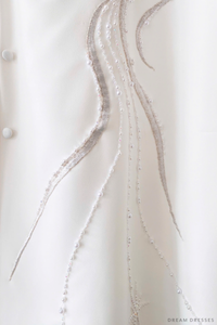 White Groom Ao Dai Jacket with Dragon Embroidery | Vietnamese Ao Dai (#DUNG) - Dream Dresses by P.M.N.