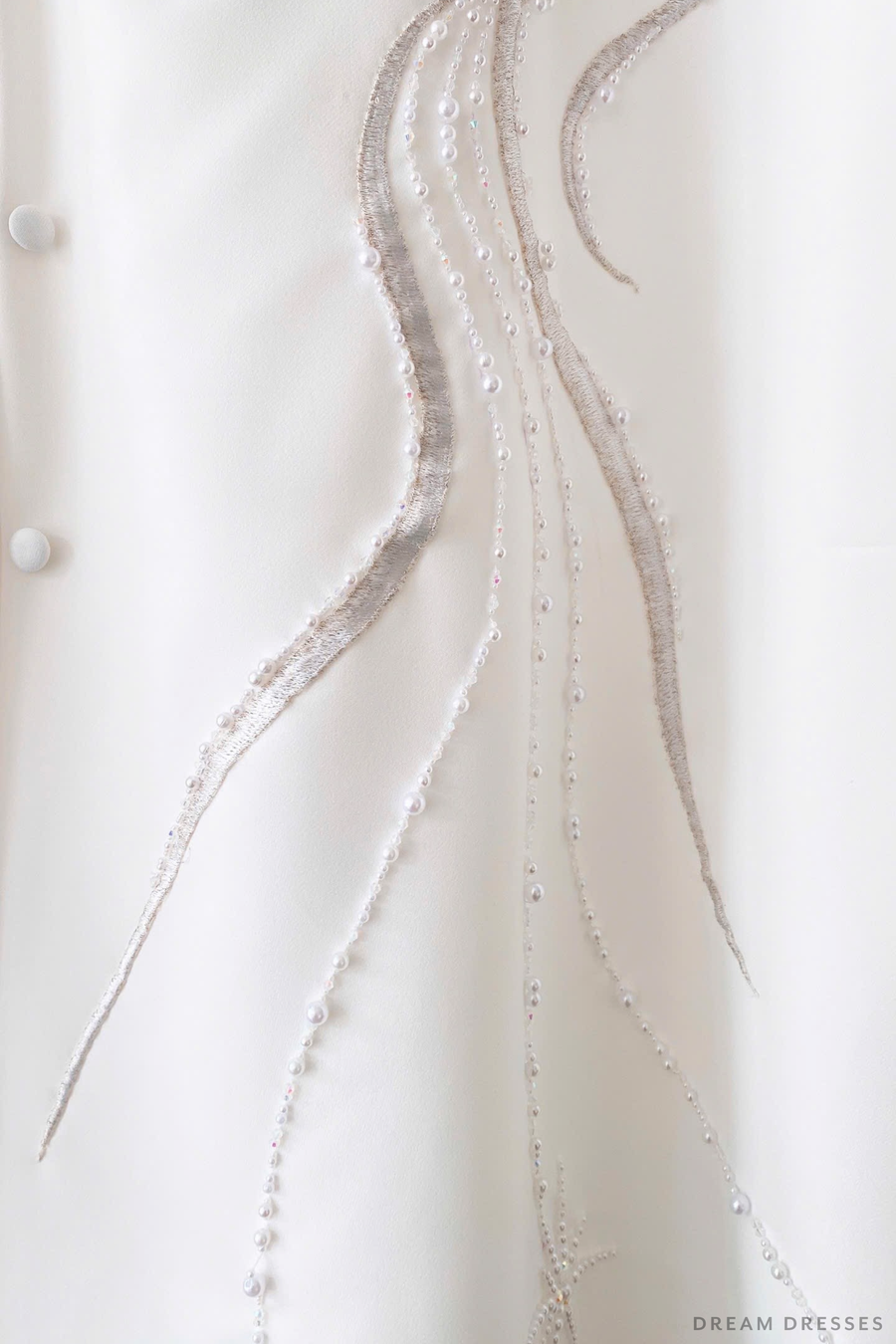 White Groom Ao Dai Jacket with Dragon Embroidery | Vietnamese Ao Dai (#DUNG) - Dream Dresses by P.M.N.