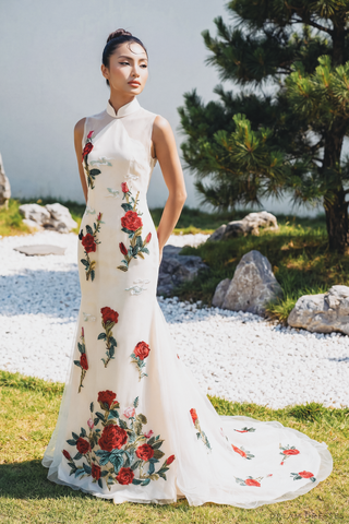 White Bridal Cheongsam | Modern Cheongsam Bridal Dress (#ROSIA) - Dream Dresses by P.M.N.