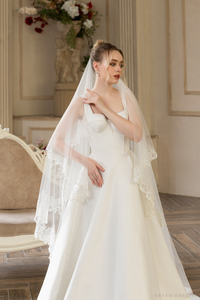 Two Layers Bridal Veil with Sequins Lace (#MALLORIE) - Dream Dresses by P.M.N.