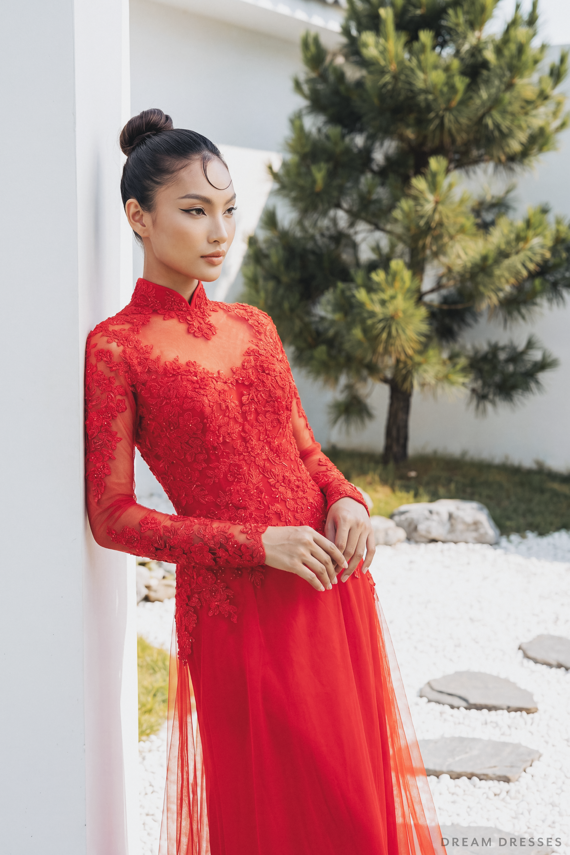 Red Bridal Ao Dai | Modern Vietnamese Bridal Dress (#VELORA)
