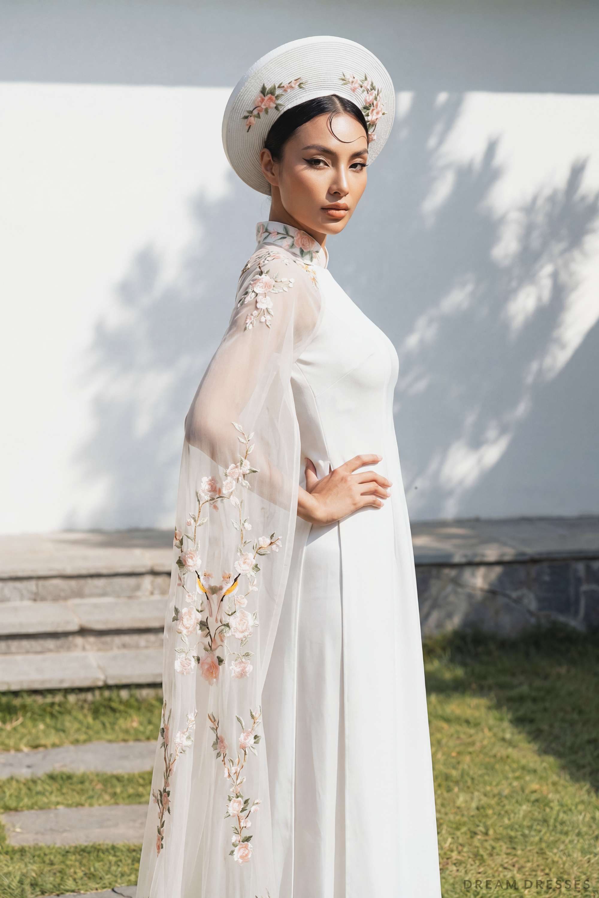 White Ao Dai Hat | Vietnamese Bridal Hat (#MYA)