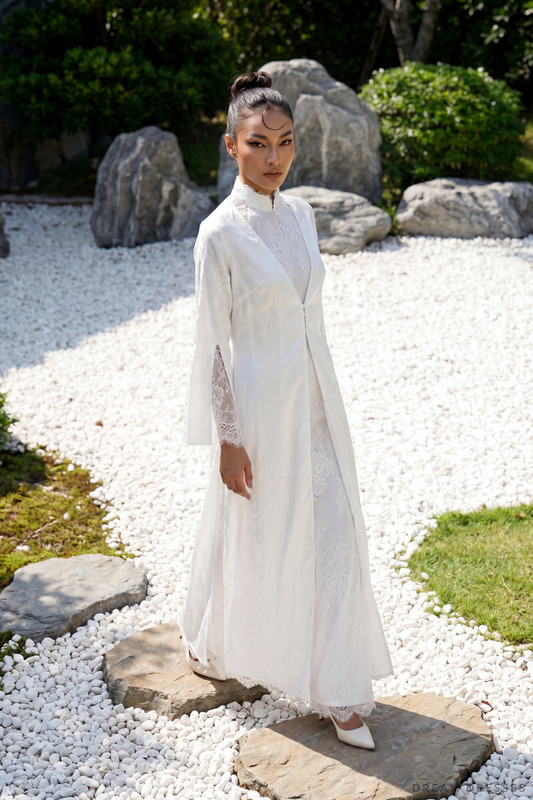 Ao Dai Overcoat | Vietnamese Bridal Cape (#ELYSIAN) - Dream Dresses by P.M.N.
