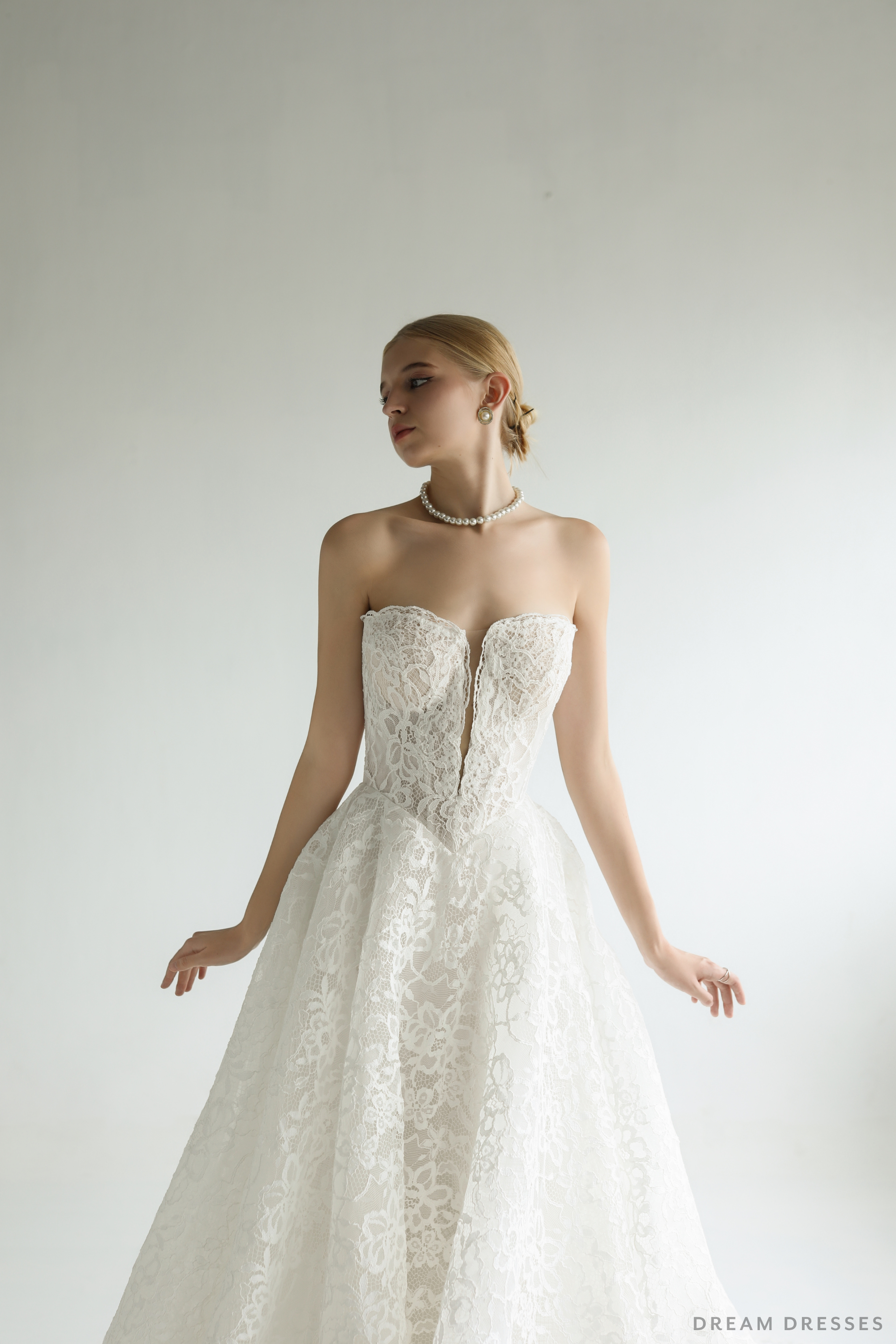 Strapless Lace Wedding Ball Gown (#ROSSELLA)