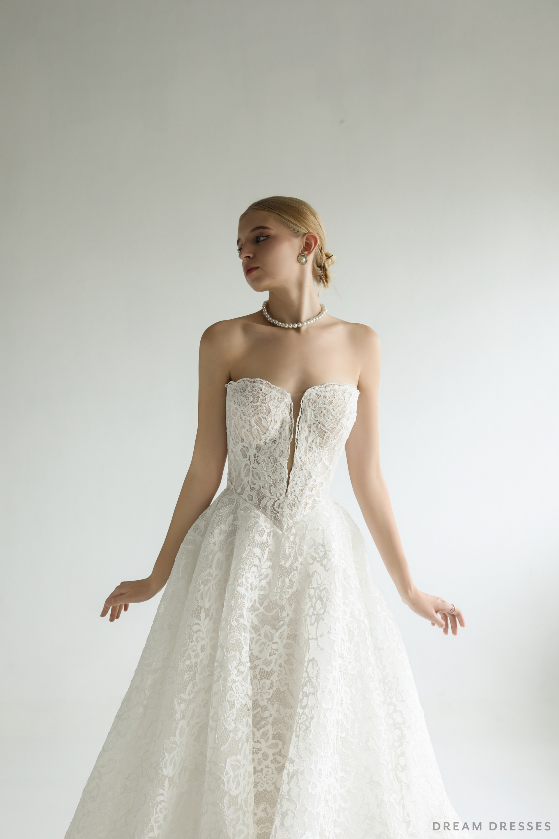 Strapless Lace Wedding Ball Gown (#ROSSELLA) - Dream Dresses by P.M.N.
