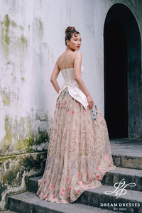 Fully Floral Lace  Wedding Dress with Corset (#SAN)