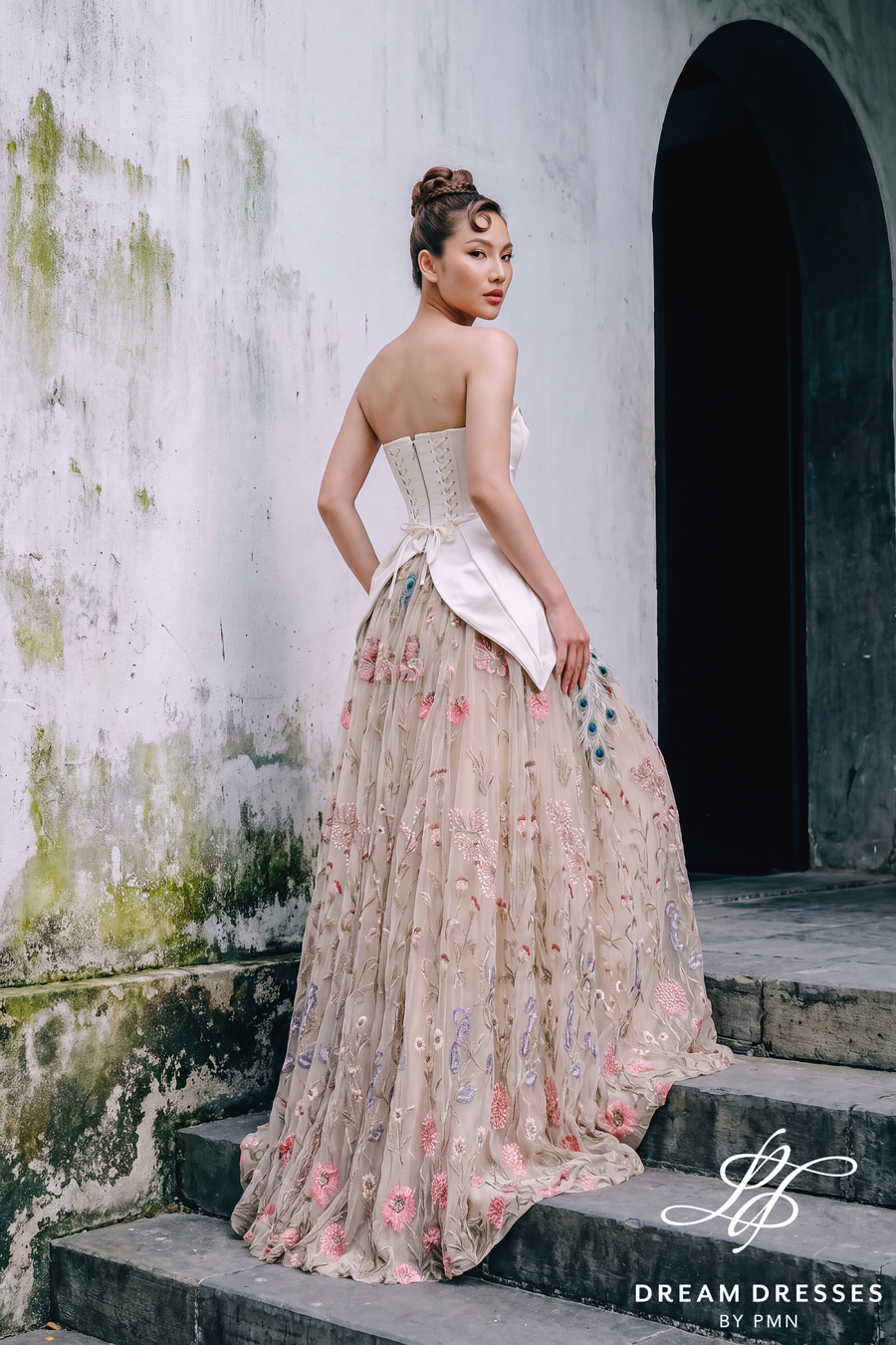 Fully Floral Lace  Wedding Dress with Corset (#SAN)