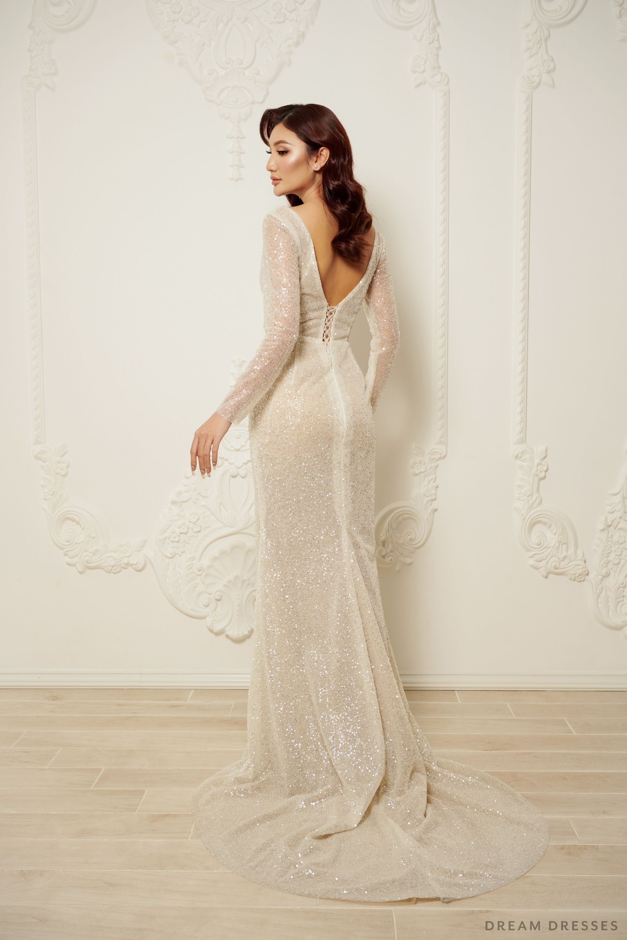 Long Sleeves Fit and Flare Bridal Dress (#SILENA)