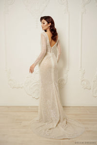 Long Sleeves Fit and Flare Bridal Dress (#SILENA) - Dream Dresses by P.M.N.