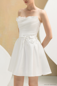 Rehearsal Dinner Silk Dress with 3D Lace (#ADALICIA) - Dream Dresses by P.M.N.