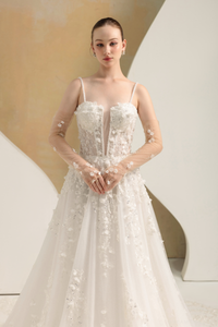 Ball Grown Wedding Dress with Detachable Sleeves (#NADIEN) - Dream Dresses by P.M.N.