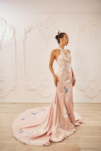 Pink Bridal Cheongsam | Couture Lace Modern Cheongsam (#MELAN) - Dream Dresses by P.M.N.