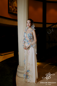 Colorful Lace Modern Bridal Ao Dai (#KIEU)