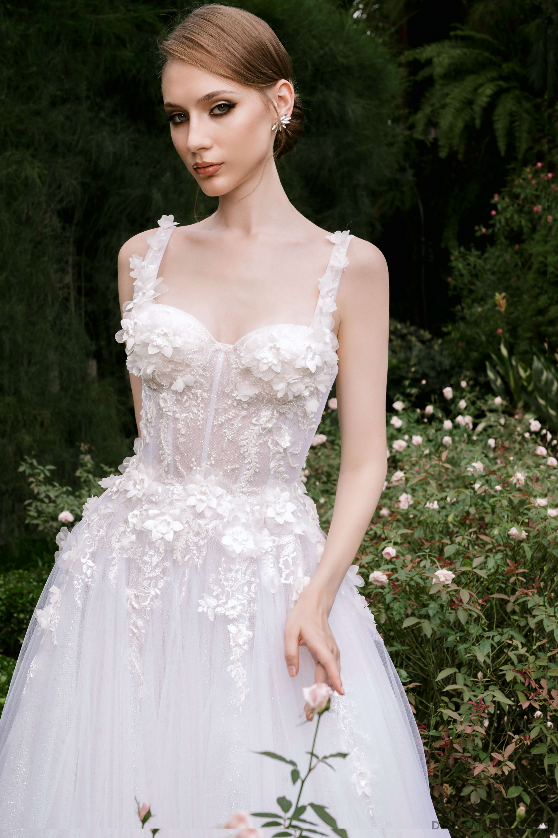 Ball Grown Wedding Dress with 3D Couture Lace (#HELENE) - Dream Dresses by P.M.N.