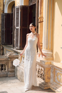 White Bridal Cheongsam | Couture Lace Modern Cheongsam (#JULIA) - Dream Dresses by P.M.N.